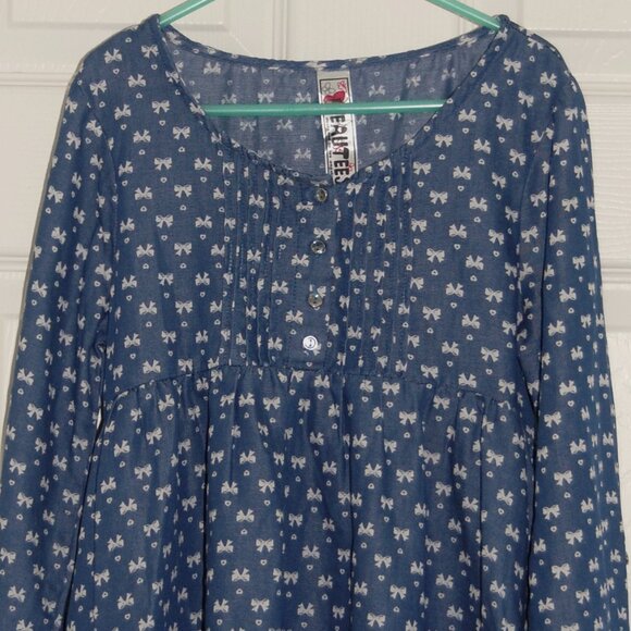 NWOT Beautees Girls Size L, Summer Dress, Blue with White Bowties & Hear… - Picture 4 of 14
